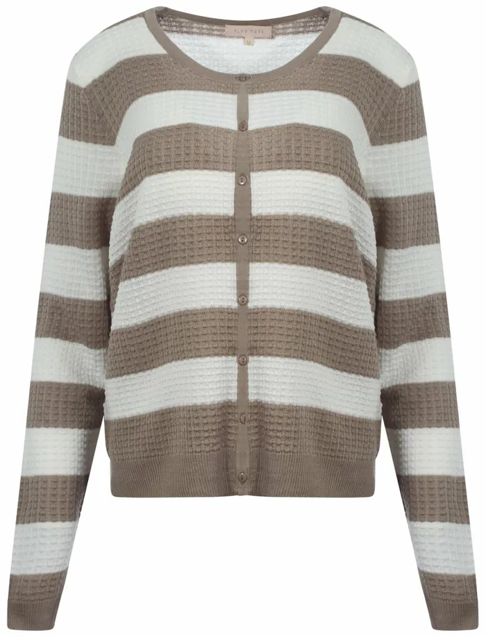 Women Jumpers and Cardigans Tokyo Laundry Plum Tree Audrey Brown Striped Cardigan Brown