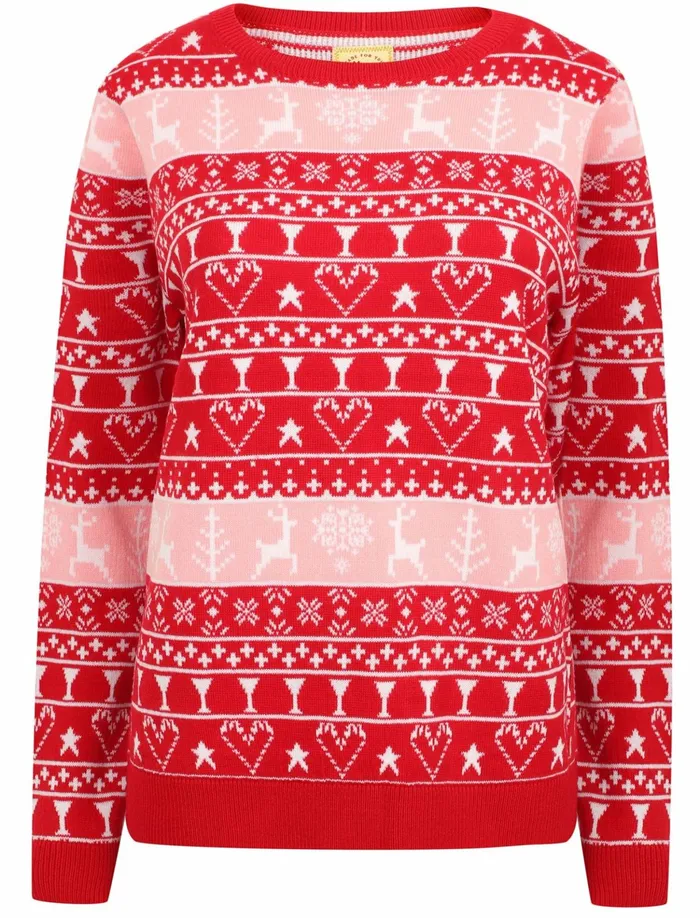 Women Jumpers and Cardigans Tokyo Laundry Reindeer Fairisle Novelty Christmas Jumper In Red Candy Pink White Pink Women Jumpers and Cardigans Tokyo Laundry Reindeer Fairisle Novelty Christmas Jumper In Red Candy Pink White Pink