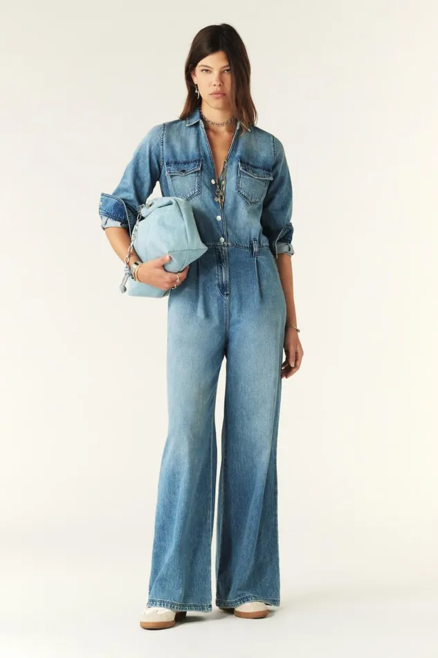Women Jumpsuits and Overalls Baandsh Long Denim Jumpsuit Fannie Blue