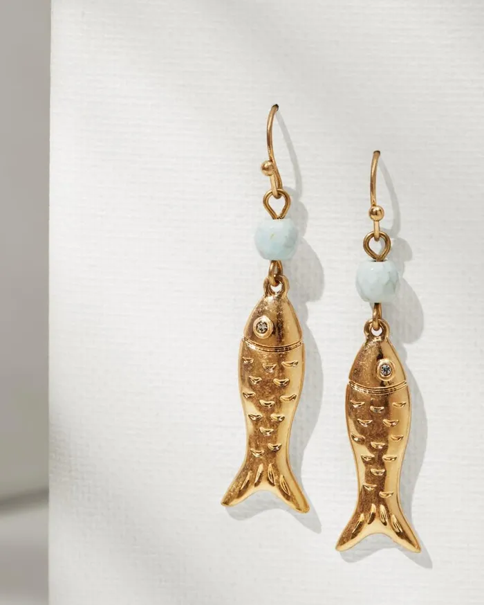 Women Kihei Collection Fish Drop Earrings Gold Tommy Bahama Jewelry Collections