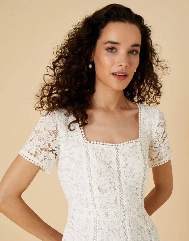 Women Kim Square Neck Lace Bridal Dress Ivory Monsoon Dresses