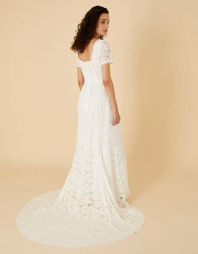 Women Kim Square Neck Lace Bridal Dress Ivory Monsoon Dresses