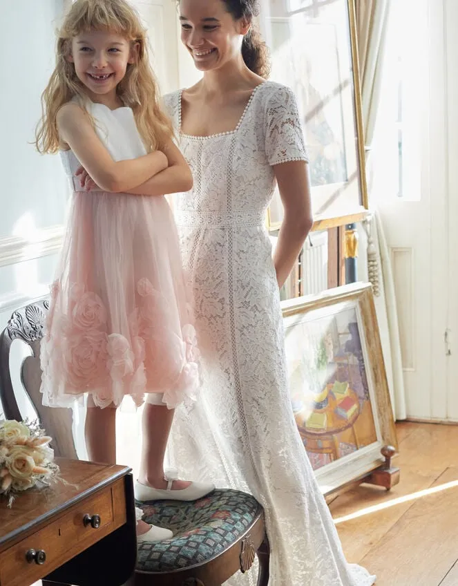 Women Kim Square Neck Lace Bridal Dress Ivory Monsoon Dresses
