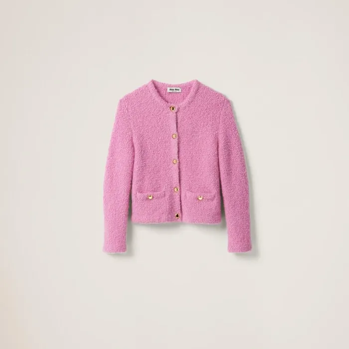Women Knitwear Miu Miu Cashmere And Silk Knit Cardigan Pink