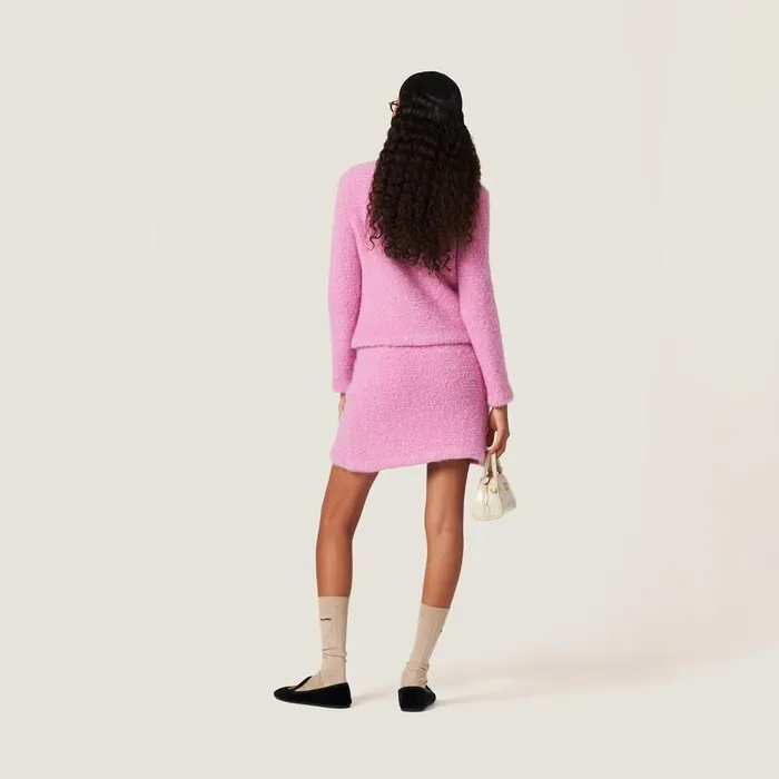 Women Knitwear Miu Miu Cashmere And Silk Knit Cardigan Pink Women Knitwear Miu Miu Cashmere And Silk Knit Cardigan Pink
