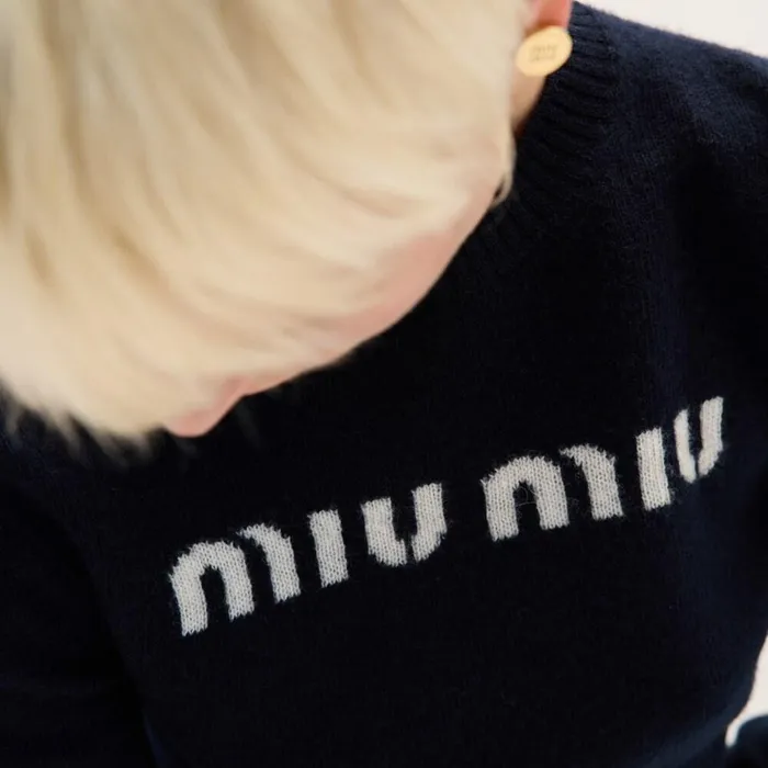 Women Knitwear Miu Miu Wool And Cashmere Sweater Navy Women Knitwear Miu Miu Wool And Cashmere Sweater Navy