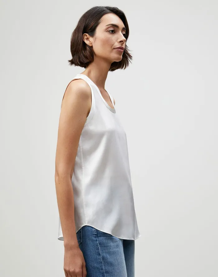 Women Lafayette 148 New York Blouses and Shirts Luxe Charmeuse Reversible Perla Blouse Cloud