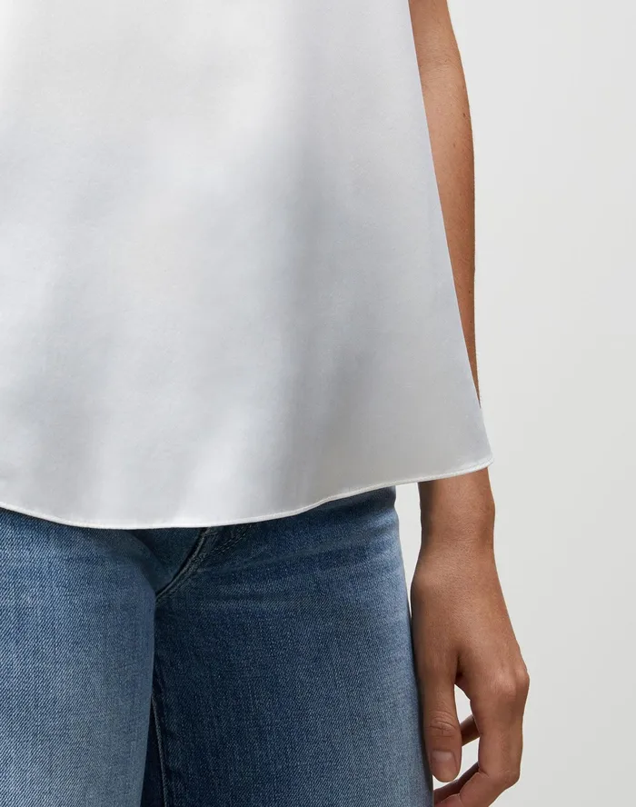 Women Lafayette 148 New York Blouses and Shirts Luxe Charmeuse Reversible Perla Blouse Cloud