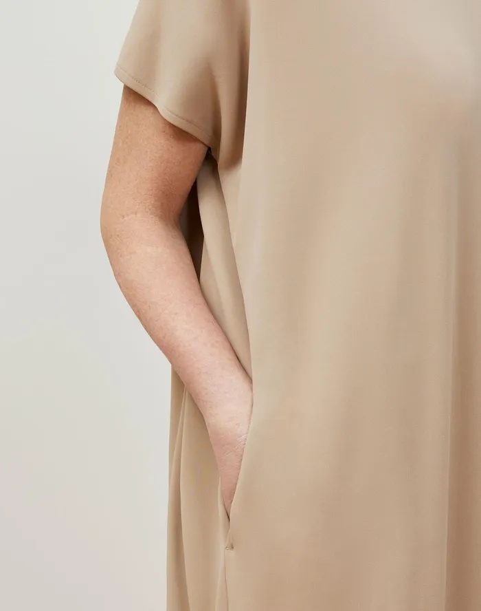 Women Lafayette 148 New York Dresses Avery Dress In Midweight Matte Jersey Smoked Taupe