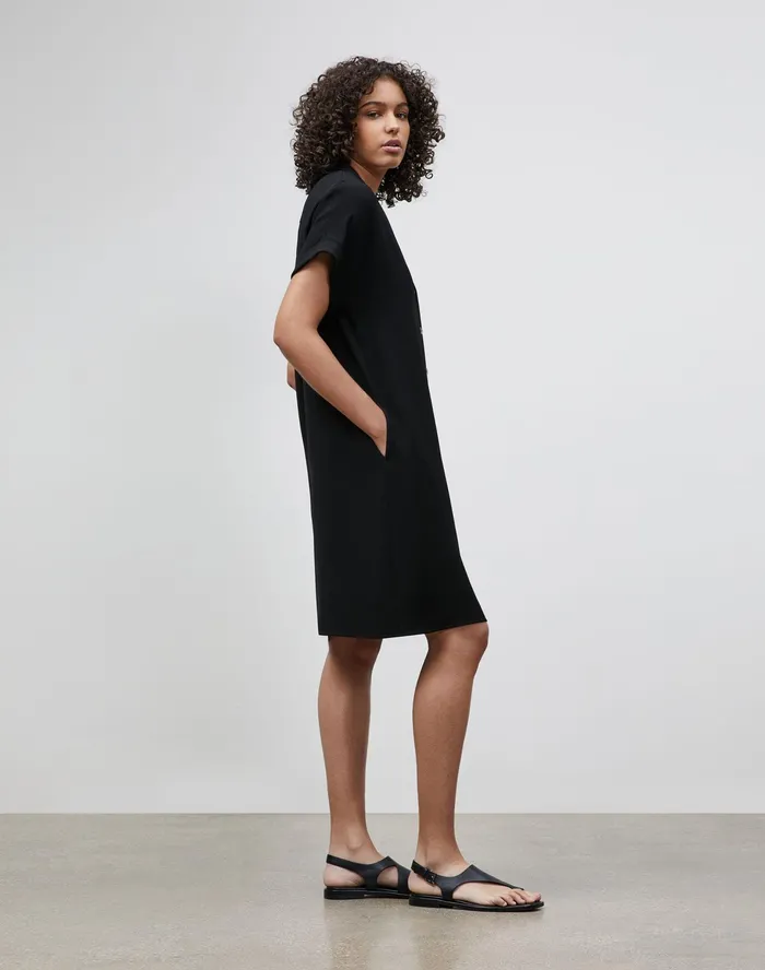 Women Lafayette 148 New York Dresses Petite Sawyer Shirtdress In Finesse Crepe Black
