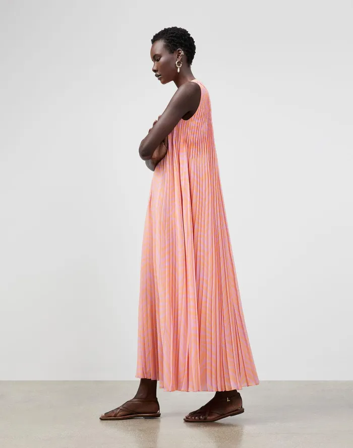 Women Lafayette 148 New York Dresses Petite Willow Maxi Dress In Zevron Print Georgette Dahlia Multi