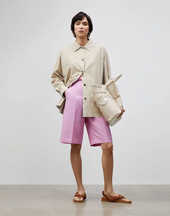 Women Lafayette 148 New York Jackets and Blazers PlusSize Devan Shirt Jacket Italian Paperfine Suede Ecru