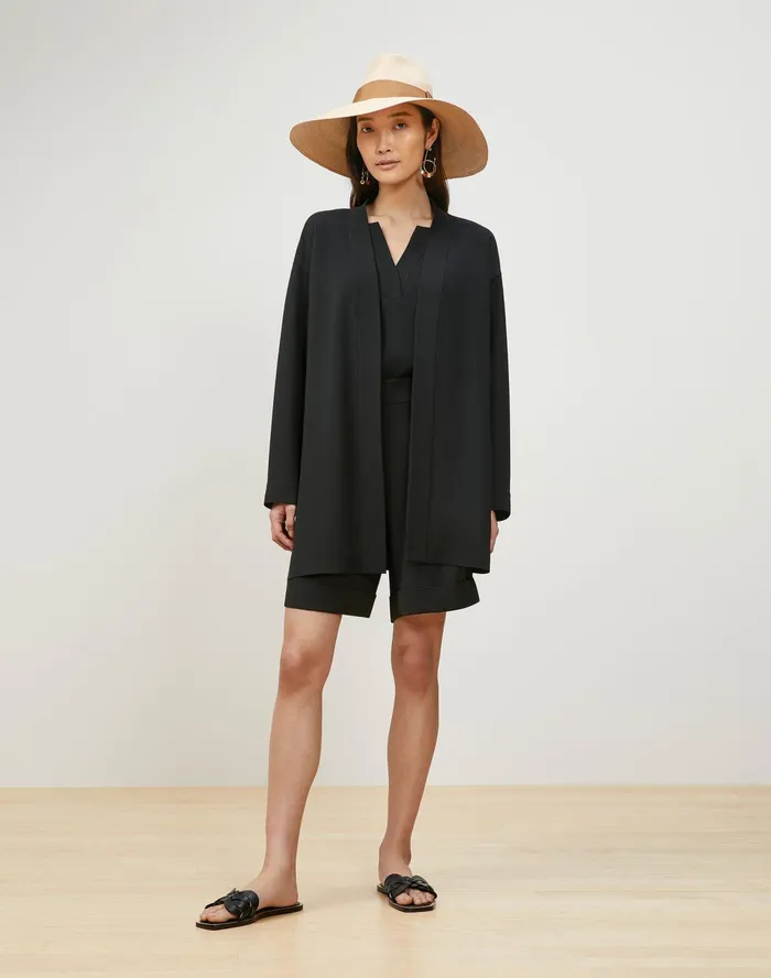 Women Lafayette 148 New York Jackets and Blazers PlusSize Reese Jacket In Finesse Crepe Black