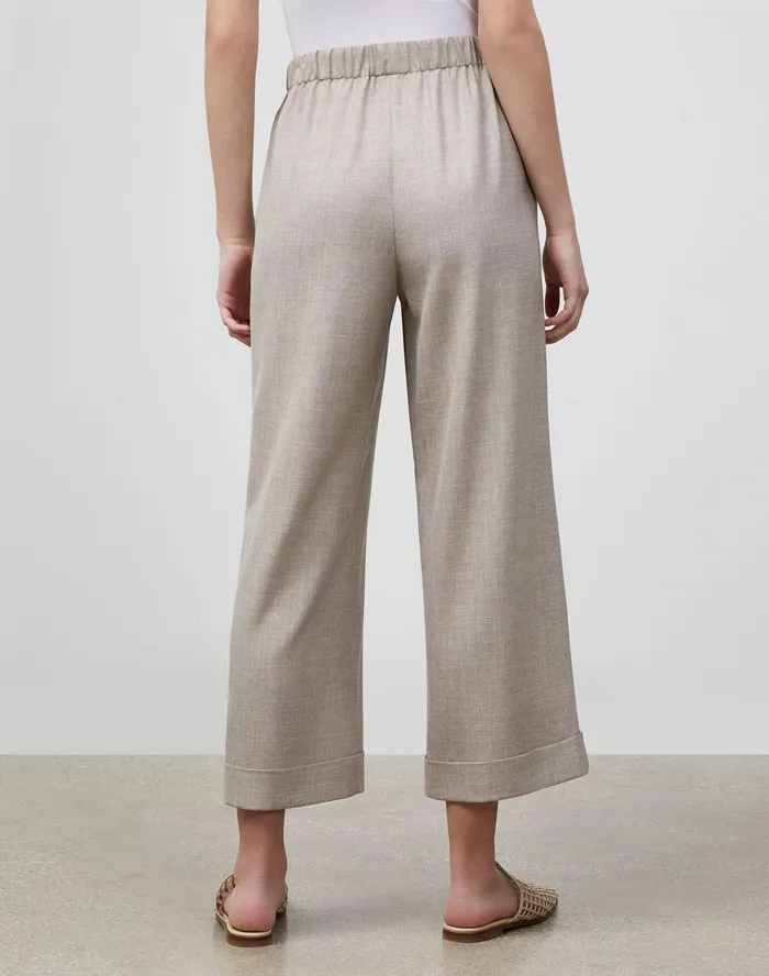 Women Lafayette 148 New York Pants and Shorts Riverside Cropped Pant In Italian Tropical Weave Smoked Taupe Melange