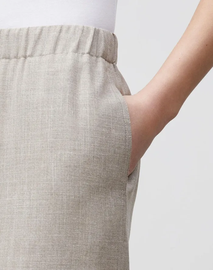 Women Lafayette 148 New York Pants and Shorts Riverside Cropped Pant In Italian Tropical Weave Smoked Taupe Melange