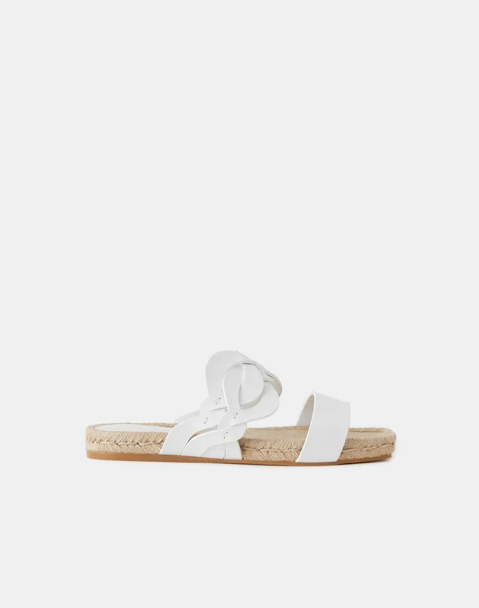 Women Lafayette 148 New York Sandals Ondine 8 Knot Espadrille Slide In Leather White