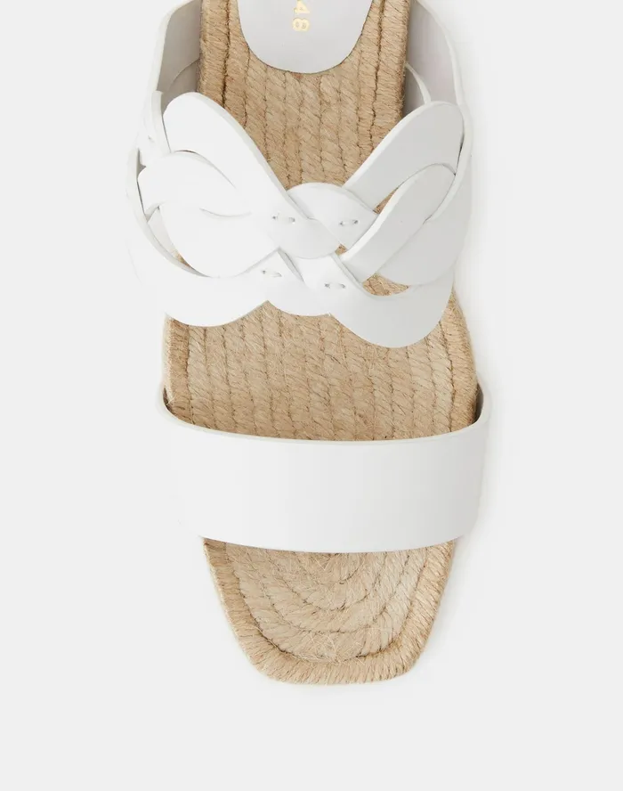Women Lafayette 148 New York Sandals Ondine 8 Knot Espadrille Slide In Leather White