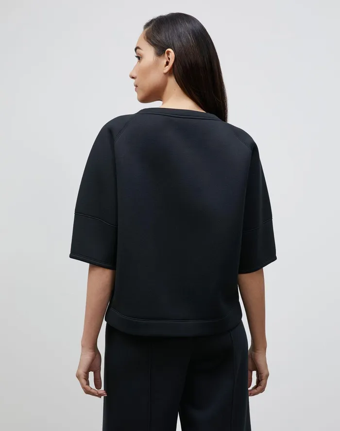 Women Lafayette 148 New York Tops and Tees Serifina Sweatshirt In Italian Scuba Jersey Black