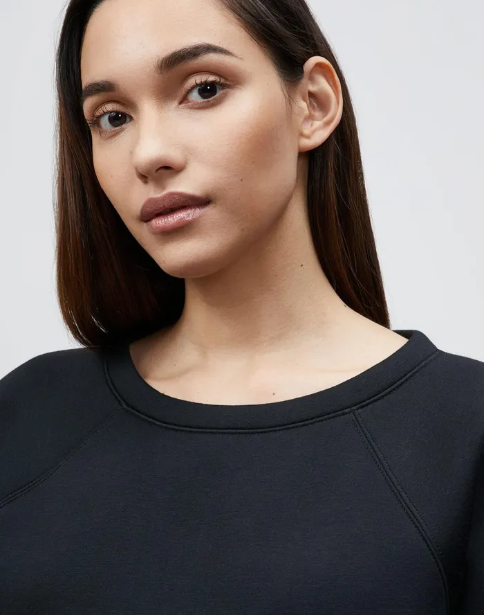 Women Lafayette 148 New York Tops and Tees Serifina Sweatshirt In Italian Scuba Jersey Black