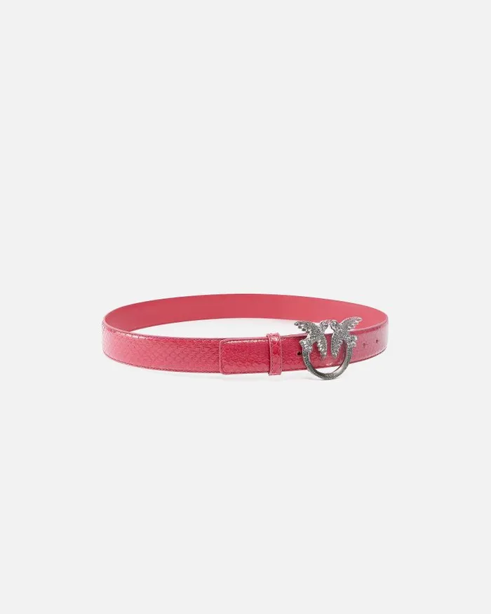 Women Limited Edition Pinko 3cm Glossy Python Leather Belt PINKO Galleria Fuchsiacactus Flowerold Silver Women Limited Edition Pinko 3cm Glossy Python Leather Belt PINKO Galleria Fuchsiacactus Flowerold Silver