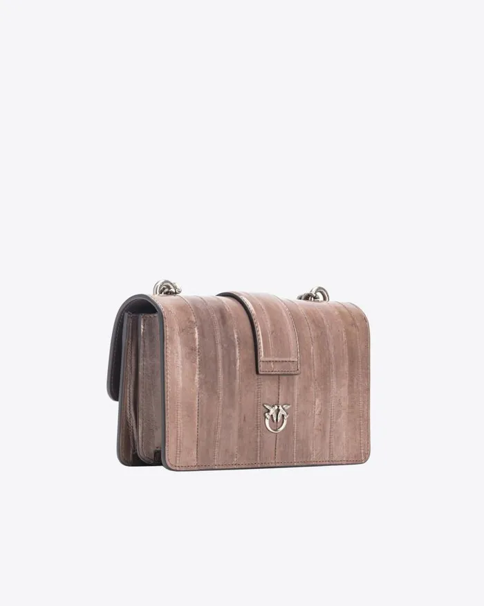 Women Limited Edition Pinko PINKO Galleria Mini Love Bag One In Eel Skin Beige 8211 Ironold Silver Women Limited Edition Pinko PINKO Galleria Mini Love Bag One In Eel Skin Beige 8211 Ironold Silver