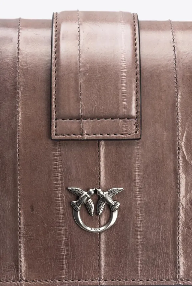 Women Limited Edition Pinko PINKO Galleria Mini Love Bag One In Eel Skin Beige 8211 Ironold Silver Women Limited Edition Pinko PINKO Galleria Mini Love Bag One In Eel Skin Beige 8211 Ironold Silver