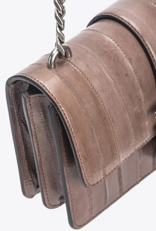 Women Limited Edition Pinko PINKO Galleria Mini Love Bag One In Eel Skin Beige 8211 Ironold Silver Women Limited Edition Pinko PINKO Galleria Mini Love Bag One In Eel Skin Beige 8211 Ironold Silver
