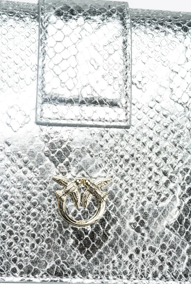 Women Limited Edition Pinko PINKO Galleria Mini Love Bag One In Punched Reptile Skin Silverlightgold Women Limited Edition Pinko PINKO Galleria Mini Love Bag One In Punched Reptile Skin Silverlightgold