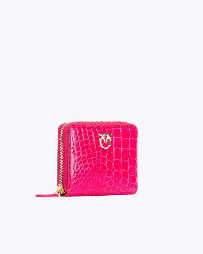 Women Limited Edition Pinko PINKO Galleria Square Ziparound Wallet In Shiny Crocprint Leather Pinko Pinklightgold Women Limited Edition Pinko PINKO Galleria Square Ziparound Wallet In Shiny Crocprint Leather Pinko Pinklightgold