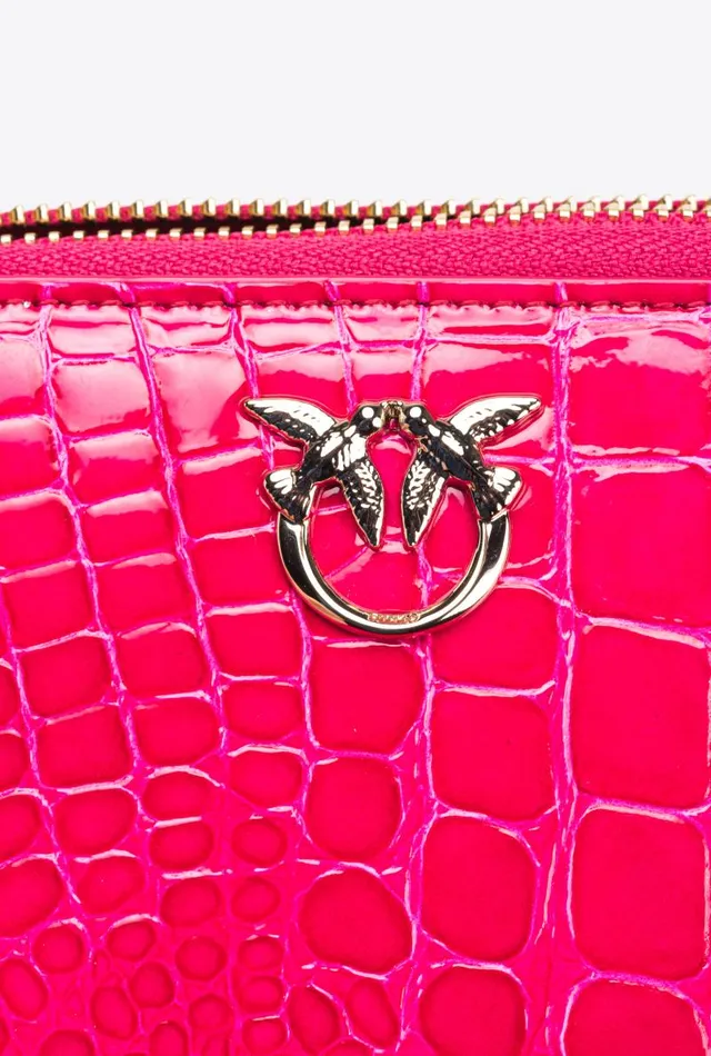 Women Limited Edition Pinko PINKO Galleria Square Ziparound Wallet In Shiny Crocprint Leather Pinko Pinklightgold Women Limited Edition Pinko PINKO Galleria Square Ziparound Wallet In Shiny Crocprint Leather Pinko Pinklightgold