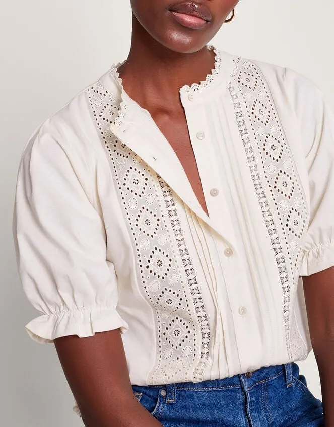 Women Livvy Lace Trim Top Ivory Monsoon Tops and Blouses