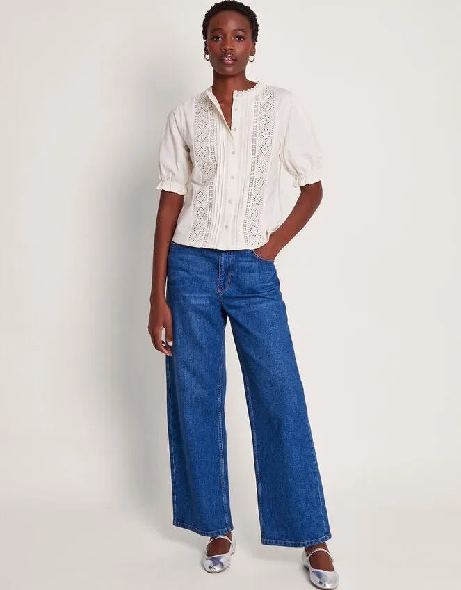 Women Livvy Lace Trim Top Ivory Monsoon Tops and Blouses