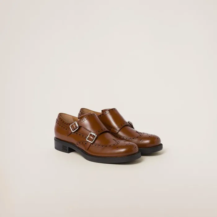 Women Loafers And LaceUps Miu Miu Church039s X Miu Miu Brushed Leather Double Monk Brogue Shoes Tobacco Women Loafers And LaceUps Miu Miu Church039s X Miu Miu Brushed Leather Double Monk Brogue Shoes Tobacco