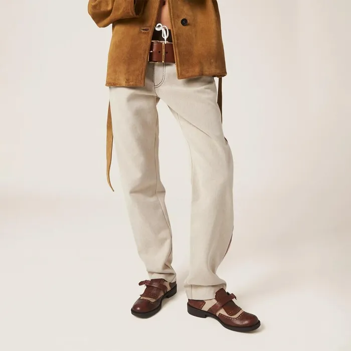 Women Loafers And LaceUps Miu Miu Church039s X Miu Miu Shanghai Leather And Linen Shoes Walnut Brown Cord Women Loafers And LaceUps Miu Miu Church039s X Miu Miu Shanghai Leather And Linen Shoes Walnut Brown Cord