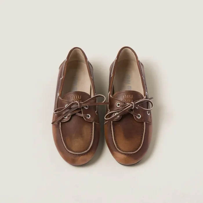 Women Loafers And LaceUps Miu Miu Unlined Bleached Leather Loafers Sienna Women Loafers And LaceUps Miu Miu Unlined Bleached Leather Loafers Sienna