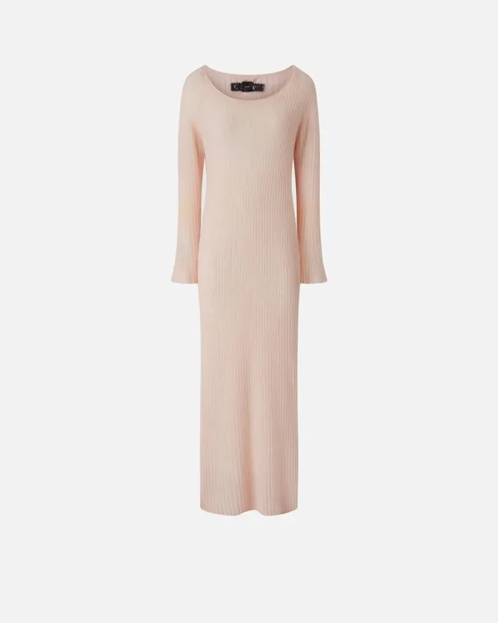 Women Long Dresses Pinko Long Dress In Light Veileffect Ribbed Knit Fabric Smoky Pink Women Long Dresses Pinko Long Dress In Light Veileffect Ribbed Knit Fabric Smoky Pink