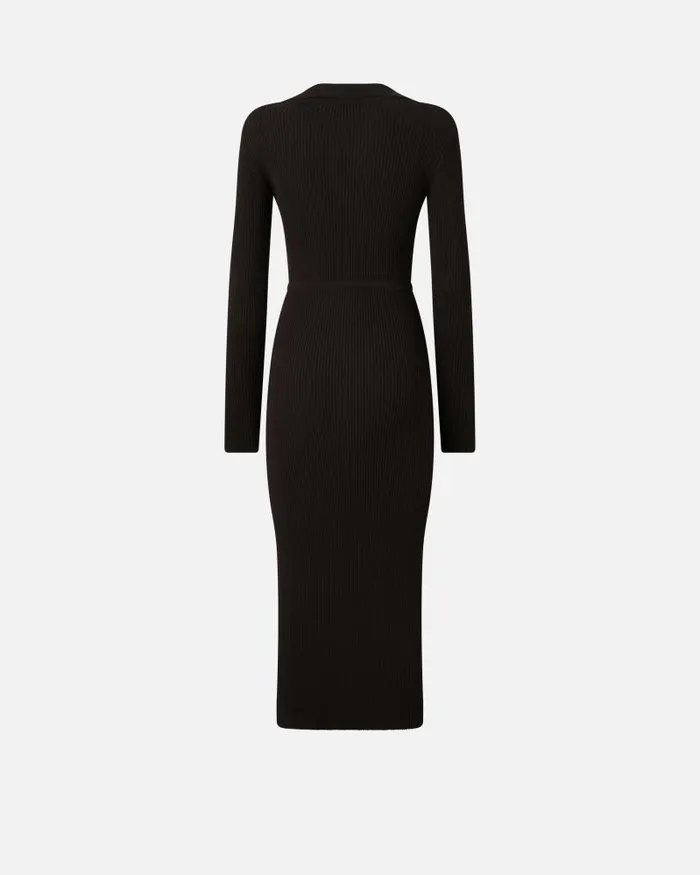 Women Long Dresses Pinko Long Ribbed Knit Dress With Golden Buttons Very Dark Brown Women Long Dresses Pinko Long Ribbed Knit Dress With Golden Buttons Very Dark Brown