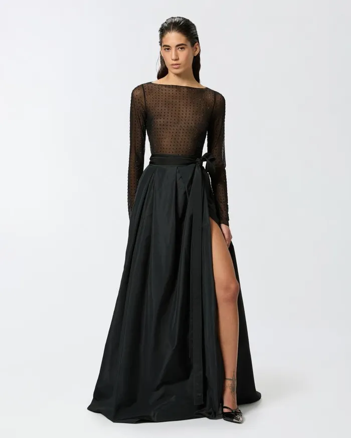 Women Long Skirts Pinko Taffeta Maxiskirt Limo Black