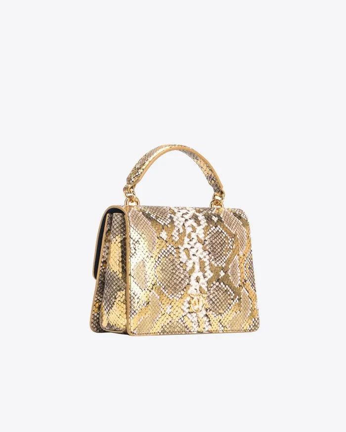 Women Love Bag Icons Pinko PINKO Galleria Mini Love Bag Top Handle Light In Laminated Reptileprint Leather Goldgreygold Women Love Bag Icons Pinko PINKO Galleria Mini Love Bag Top Handle Light In Laminated Reptileprint Leather Goldgreygold
