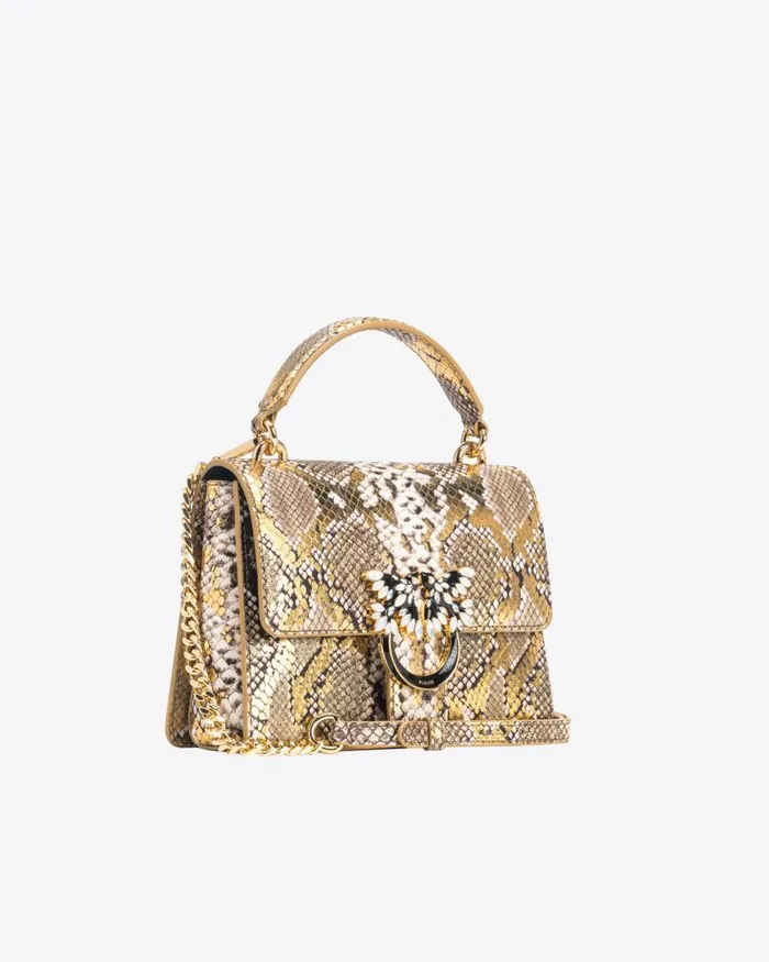 Women Love Bag Icons Pinko PINKO Galleria Mini Love Bag Top Handle Light In Laminated Reptileprint Leather Goldgreygold Women Love Bag Icons Pinko PINKO Galleria Mini Love Bag Top Handle Light In Laminated Reptileprint Leather Goldgreygold