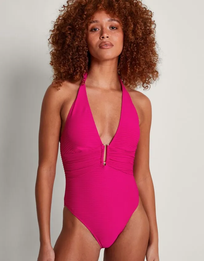 Women Maria Ribbed Swimsuit Pink Monsoon Beachwear and Swimwear