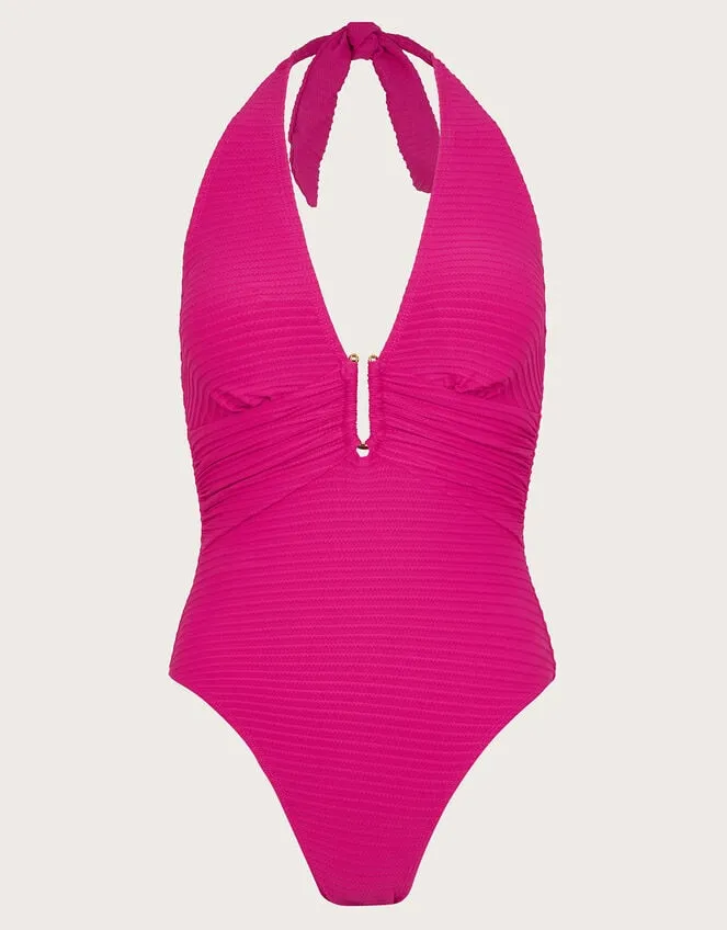 Women Maria Ribbed Swimsuit Pink Monsoon Beachwear and Swimwear