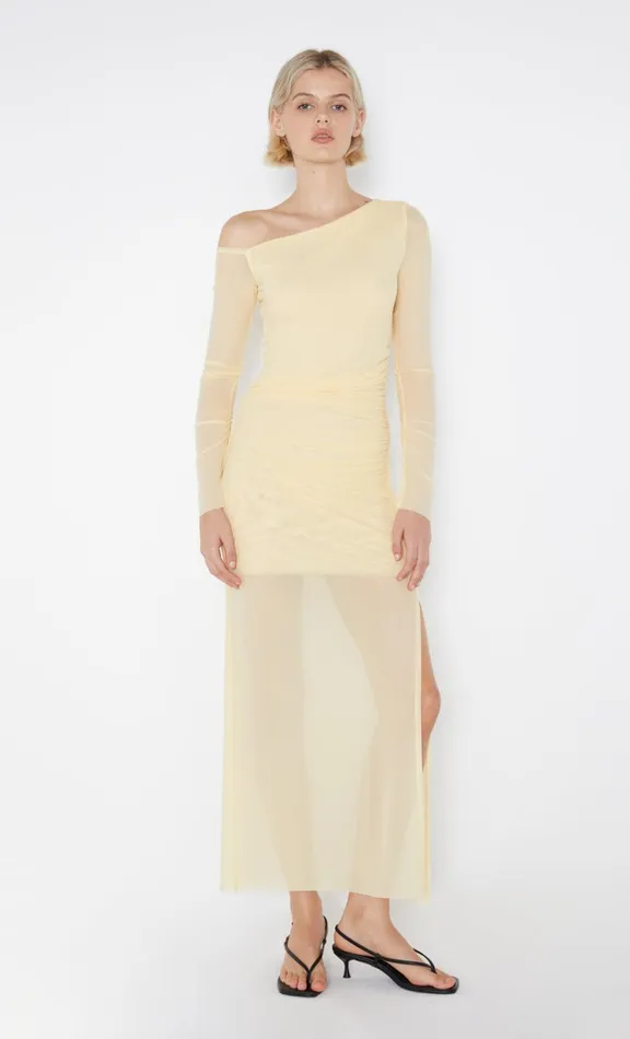 Women Maxi Dresses Bec Bridge FAE ASYM LONG SLEEVE DRESS 8211 BUTTER YELLOW