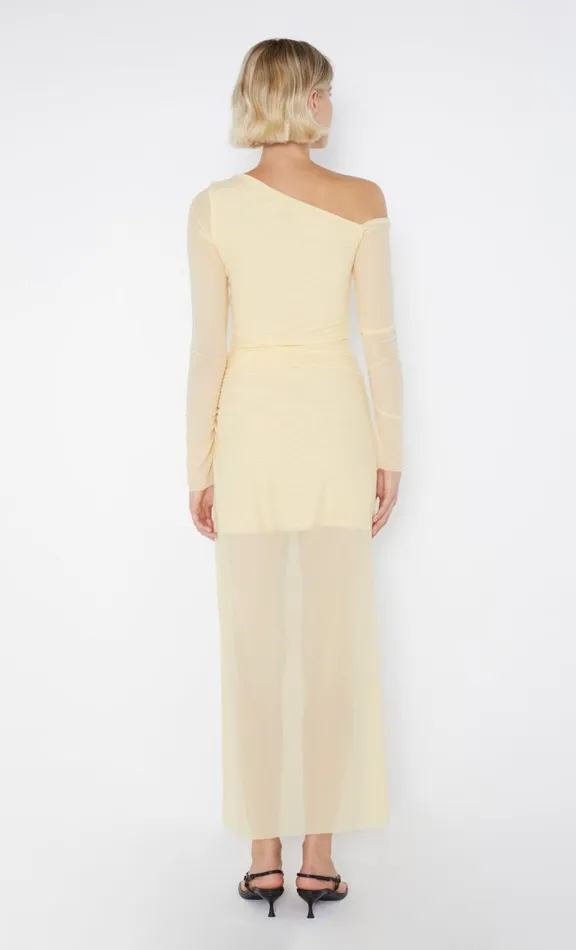 Women Maxi Dresses Bec Bridge FAE ASYM LONG SLEEVE DRESS 8211 BUTTER YELLOW