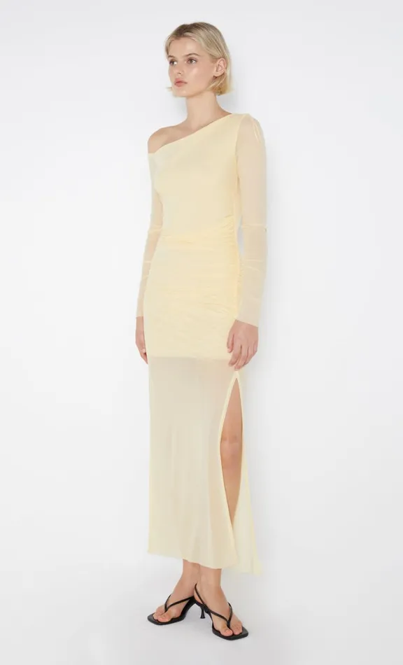 Women Maxi Dresses Bec Bridge FAE ASYM LONG SLEEVE DRESS 8211 BUTTER YELLOW