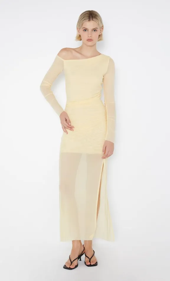 Women Maxi Dresses Bec Bridge FAE ASYM LONG SLEEVE DRESS 8211 BUTTER YELLOW
