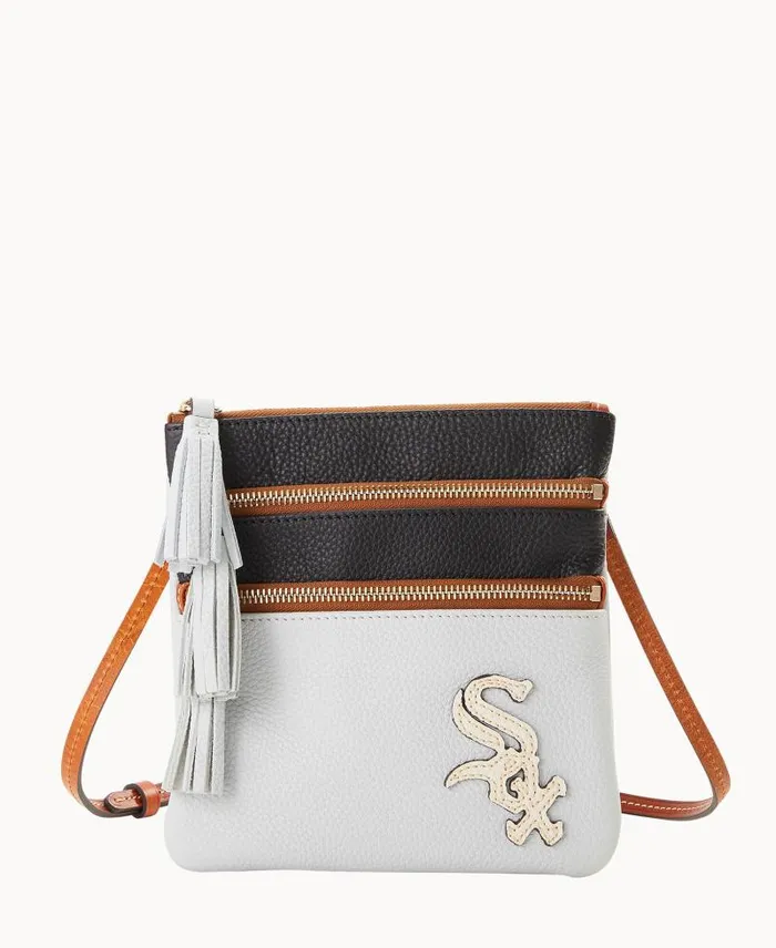 WomenMen Crossbodies Dooney and Bourke MLB White Sox Triple Zip Crossbody White Sox