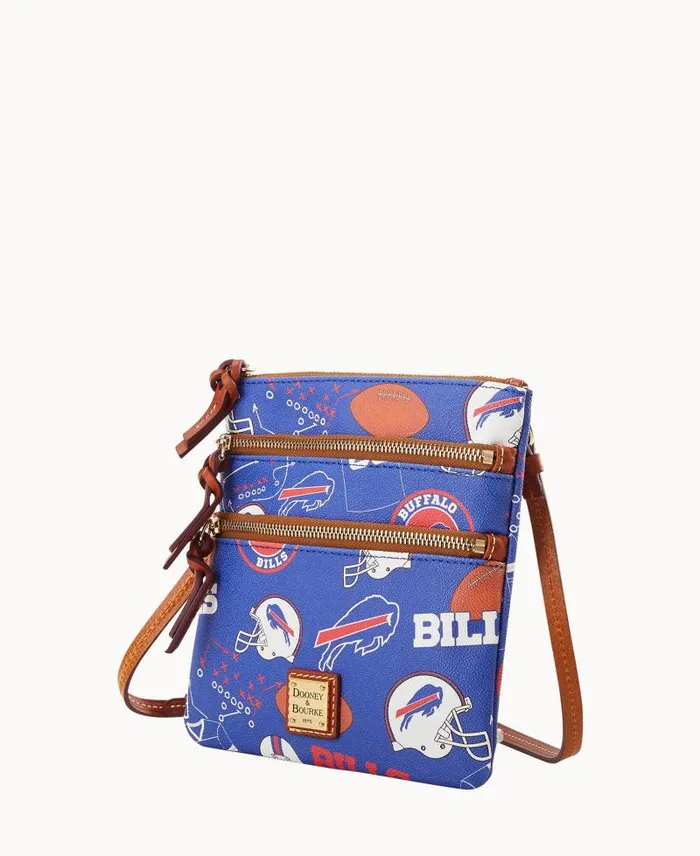 WomenMen Crossbodies Dooney and Bourke NFL Bills N S Triple Zip Crossbody Bills WomenMen Crossbodies Dooney and Bourke NFL Bills N S Triple Zip Crossbody Bills