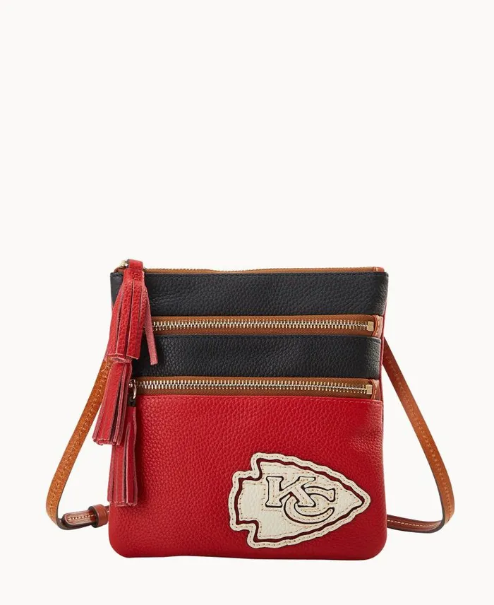 WomenMen Crossbodies Dooney and Bourke NFL Chiefs Triple Zip Crossbody Chiefs