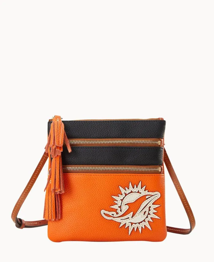 WomenMen Crossbodies Dooney and Bourke NFL Dolphins Triple Zip Crossbody Dolphins